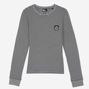 The Kooples Striped Crest Patch Top with Floral Hem – Size 36/0  – NWT